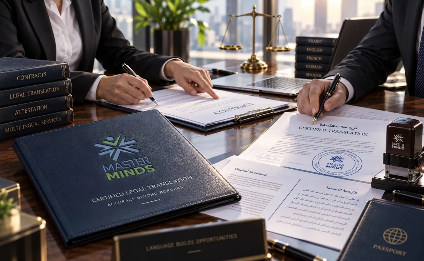 Certified translations of contracts being signed and stamped